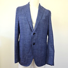 Pal Zileri Unstructured Blazer Wool Linen Silk Woven Blue Men's EU 50 US 40R