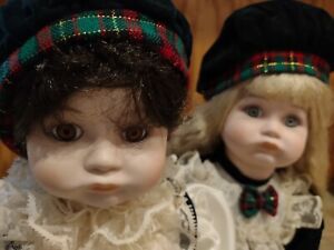 Scottish Twins by Marian Yu Porcelain Dolls, 1989 LE #57 of 10000, 18 inch