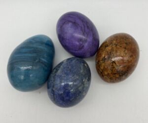 Onyx Marble Stone Eggs Lot of 4 Blue Purple Brown