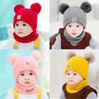 Winter Baby Kids Boy Girls Warm Earflap Hat Toddler Fleece Beanie Cap Scarf Set