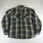 Wrangler Sherpa Lined Flannel Mens S Green Plaid Button Up Shacket Shirt Jacket