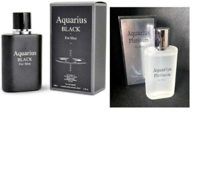 AQUARIUS BLACK And  AQUARIUS PLATINUM Cologne For Men's  3.4 FL OZ EDT 2 Pack