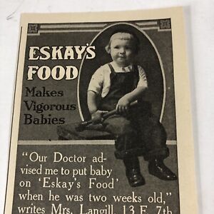 1913 Eskay's Baby Food print ad child worker hammer overalls Smith Kline French