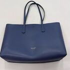 Kate Spade Blue Leather Medium Tote Women's Shoulder Bag Lined Open Top Stylish
