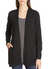 Eileen Fisher NWT Silk Cotton Simple Textured Long Cardigan BLACK XL / TG $378