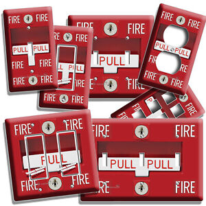 FIRE ALARM PULL DOWN LIGHT SWITCH OUTLET WALL PLATE COVER MAN CAVE TV ROOM DECOR