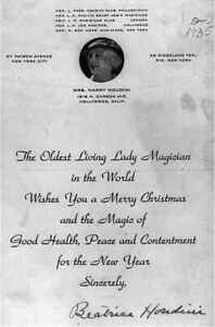 Photo of Christmas Card,Mrs Harry Houdini,Beatrice Houdini,December 1935