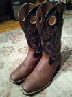 ARIAT SPORT WIDE BROWN & BLACK LEATHER SQUARE TOE COWBOY BOOTS 10015314 MENS 13D