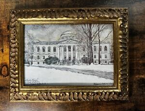UNC University Of North Carolina Chapel Hill, Signed Framed Print Vintage Rare