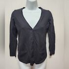 Talbots Merino Wool Crop Cardigan Sweater Medium Women's Black Button Front B340