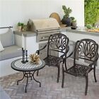 Patio Metal Bistro Set Outdoor Furniture Garden Table Chair Bronze Sturdy, 2pcs