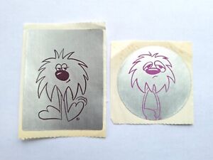 Vintage 80’s Silver Foil Stickers Purple Outline Of Monster Lot Of 2 Rare HTF
