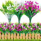 Artificial 24 Bundles Flowers Outdoor Flowers UV Resistant Fake Plants Faux Plas