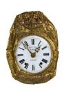 Antique French Morbier Comtoise Gold Gilt Brass Wall Clock with Enamel Dial
