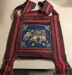 Shoulder Bag Thai Elephant Woven Fabric Hmong Handmade Style Bohemian Travel Bag