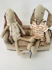 Maileg Rabbit with stripe dress and a couch (smaller rabbitt is SOLD)