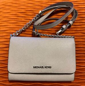 Michael Kors Gray/Silver Crossbody Purse Leather Chain Strap