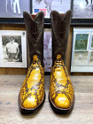 VINTAGE LUCCHESE HANDMADE EXOTIC SNAKESKIN 11D FRENCH TOE MENS COWBOY BOOTS