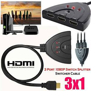 3 Port HDMI Splitter Cable 1080P Switch Switcher HUB Adapter for HDTV PS4 Xbox
