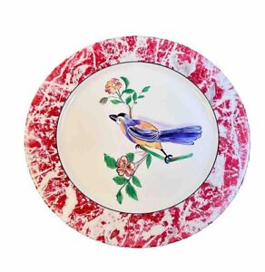 Vintage Italian Bird Charger Plate By Renee For Thaxton & Company 13” Blue Tail