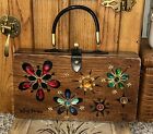 The Original Box Bag By Enid Collins Of Texas 1966 Floral Bejeweled Wood Purse