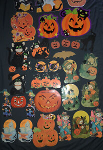 New ListingDie Cut Vintage Halloween Lot Wall Decorations Black Cats Pumpkins Witches Ghost