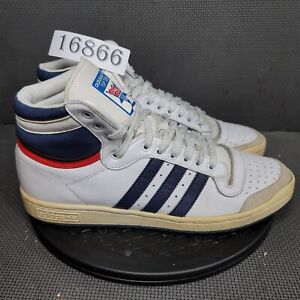 Adidas Top Ten High Shoes Mens Sz 10.5 White Blue Trainers Sneakers