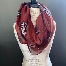 Large Dark red/oxblood and white leopard print infinity scarf