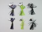 Mixed Lot of 6 Large & Small Buzz Bait Lures Purple & Brown, Chartreuse & Black