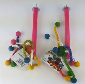 2 PACK LOT TWIRL SPIDER BIRD TOY PREVUE HENDRYX SPINNER COLORFUL ROPE WOOD