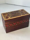 Vintage Playing Card Holder Wood Storage Box Poland Holds 2 Decks King of Hearts