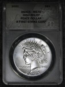 2021 (MS70) Peace Silver Dollar ANACS First Strike