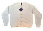 NEW Focus Golf from Italy Cream Cotton Cardigan Sweater Mens MEDIUM Button Up