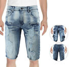 Men's Faded Wash Distressed Fringe Skinny Slim Fit Jean Stretch Denim Shorts