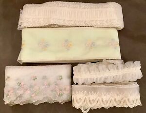 1940’s Antique Lingerie Lace Ribbon Embroidered Chiffon Trims