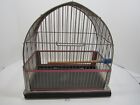 VTG Antique Wire Bird Cage Metal Seed Guards Parakeet Pink Trim GUC