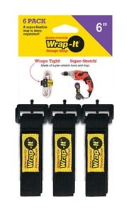 Wrap-It Storage 706-06B Black 10 lbs. Capacity Stretch Storage Strap 1 Wx6 L in.
