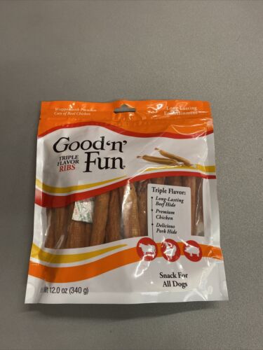 Good'n'Fun Triple Flavor Ribs Dog Chew 12 oz Best Buy 12-30-23