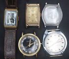 1930s 1940s 5 Watch Lot of Mechanic Specials Caravelle Bulova Voumard Back Wind