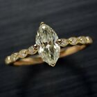 2Ct Marquise Lab-Created Diamond Women's Engagement Rings 14k Yellow Gold Plated