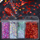 Holographic Love Hearts Nail Art Glitter Sequins Valentines Day Nail Charms NH25