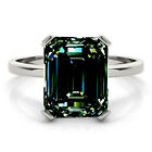 2.11 Ct Vvs1  Emerald Brown Blue Real Moissanite Diamond Engagement Silver Ring