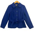 L.L. Bean Peacoat Jacket Women's Size Small Navy Button Up Tie Waist Collared