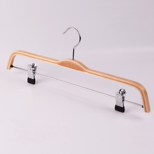 200x Coat Pants Hanger with Clips Bottom Jeans Hotel Wood Solid Finish Hangers