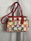 Coach Small City Tote In Pink Rainbow Signature Canvas Crossbody