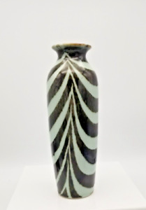 New ListingArt Pottery Vase Browns and Black Marbled Accent Design with Blue Underglaze