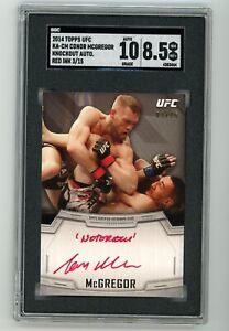 2014 Topps UFC Knockout CONOR MCGREGOR RED INK 3/15 1st On Card Auto SGC 8.5/10