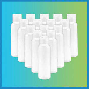 2oz (60ml) Clear PET Plastic Travel-Size Bottles, Squeezable, Flip-Top Caps -...