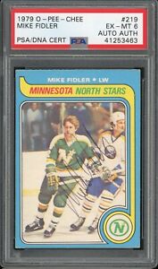 New Listing1979 OPC HOCKEY MIKE FIDLER #219 PSA/DNA 6 EX-MT SIGNED TOUGH!