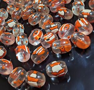 Clown Fish Glass Beads for Bracelet making 18mm Orange Tropical Fish 20 pcs